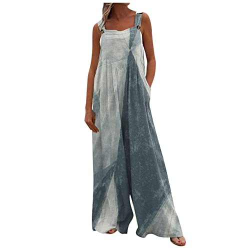 FUPODD Hosenanzüge für Damen Overalls & Jumpsuits für Mädchen Jumpsuit Damen Lang Schnittmuster Boho Sommer Italienische Mode Overall Rückenfreier Gemütlich Latzhose ärmelloser Onesie Blumen von FUPODD