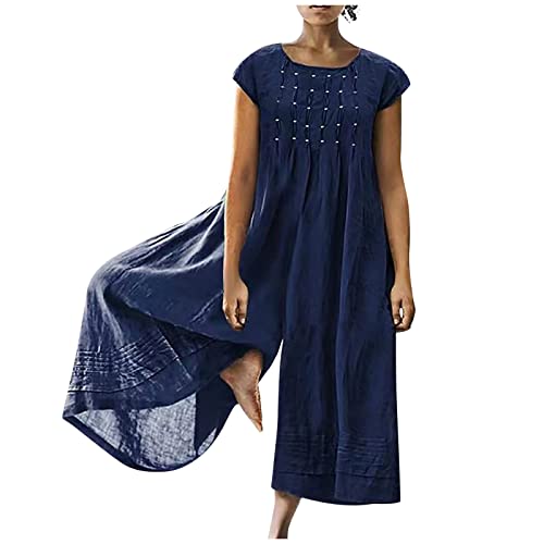FUPODD Hosenanzüge für Leinenhose Sommer Leichte Sommerhose Damen Jumpsuit Elegant Sommer Plissee Overall Offenes Bein Latzhose Weites Bein Mit Taschen Latzhose Seiten Tasche Playsuit Vintage FUPODD Hosenanzüge für Leinenhose Sommer Leichte Sommerhose Damen Jumpsuit Elegant Sommer Plissee Overall Offenes Bein Latzhose Weites Bein Mit Taschen Latzhose Seiten Tasche Playsuit Vintage von FUPODD