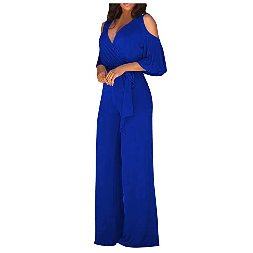 FUPODD Hosenanzug Damen Festlich Hochzeit Jumpsuit Damen Sommer Lang Hosenanzüge für Damen Overall Sexy Elegant Overall Damen Sommer ärmellos Latzhose Weites Bein Onesie Dünn Playsuit Cut Out von FUPODD