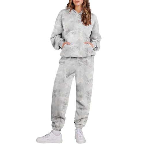 FUPODD Hosenanzug Elegant 2 Teiler Für Damen Herbst Jogginganzug Damen Warm Winter 2 Teiler Camouflage Trainingsanzug Set Baumwolle Hausanzug Damen mit Kapuze Freizeitanzug Modern von FUPODD