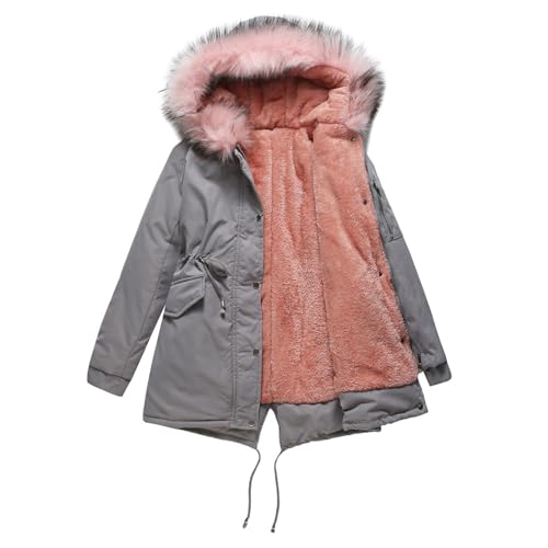FUPODD Jacke Damen Kunstpelz Winterjacke Damen Lang Teddyfell Jacke Winter Wintermantel Teddyfutter Mantel Innen Mit Fell Winterjacke Warm Echtpelz Parka Steppmantel Kunstfell Teddyjacke Daunenjacke von FUPODD
