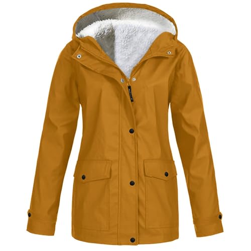 FUPODD Jacke Mit Teddyfutter Damen Winter Langer Mantel Leichter Fleecemantel Fleecejacke Warm Plüschjacke Teddy Warmer Teddyjacke Mit Kapuze von FUPODD