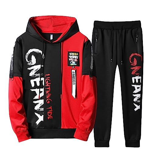 FUPODD Jogginganzug Herren Set Trainingsanzug mit Kapuze Langarm Kapuzenpullover Hoodie Jogginghose 2-Teiliger Sportanzug Sportlich Freizeitanzug Gym Fitness Jogginganzüge Warm von FUPODD