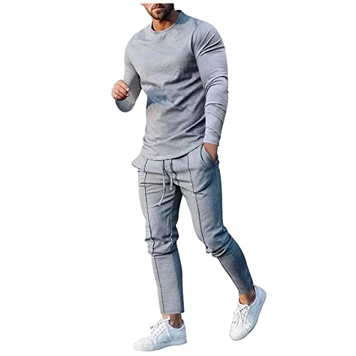 FUPODD Jogginganzug Herren Winter Herbst 2-Teilig Trainingsanzug Einfarbig Rundhals Sportanzug Baumwolle Jogginganzüge Für Männer Hausanzug Warm Hosenanzug Festlich Elegant Trainingsanzüge Fussball von FUPODD