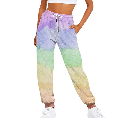 FUPODD Jogginghose Damen Baggy Luftige Bunte Sporthose Damen Lang mit Kordelzug Outdoorhose Stretch Streetwear Weite Trainingshose Schwarze Wanderhose Herbst von FUPODD