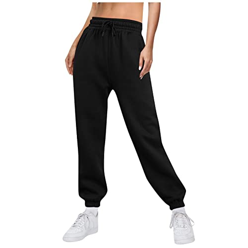FUPODD Jogginghose Damen Baggy Luftige Sporthose Damen Lang mit Kordelzug Outdoorhose Damen Stretch Streetwear Weite Trainingshose Damen Schwarze Wanderhose Damen Herbst Trainings Freizeithose von FUPODD