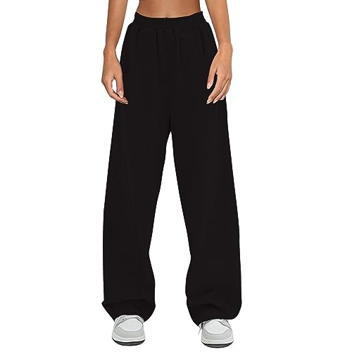 FUPODD Jogginghose Damen Baggy Trainingshose Freizeithose Damen mit Taschen Outdoorhose Stretch Luftige Damen Sporthose Baumwolle Streetwear Weite Wanderhose Herbst Trainings mit Kordelzug von FUPODD