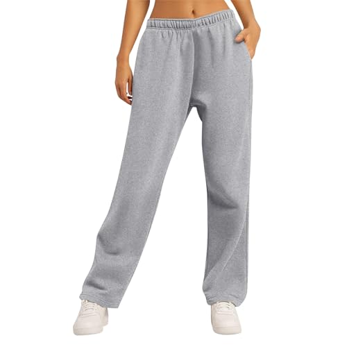 FUPODD Jogginghose Damen Jogger Sporthose Sommerhose Trainingshose Streifen Sweatpants Stretch Bequeme Sommerhose Damen Leicht Weites Bein Freizeithose mit Taschen Für Sport Yoga Tanz Jogging von FUPODD