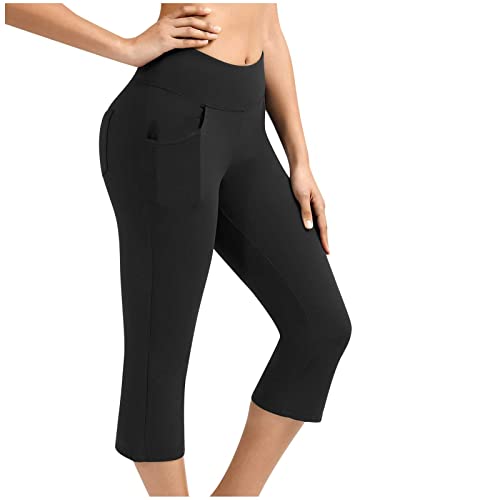 FUPODD Jogginghose Damen Schwarz Sommer Leicht Luftige Gym Hose Damen Trainingshose Damen 3/4 Sporthose Damen Lang High Waist Damen Freizeithose Sporthose Mit Seitentaschen von FUPODD