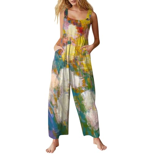 FUPODD Jumpsuit Damen Elegant Festlich Latzhose Träger Bodysuit Women Romper Damen-Overalls Mit Tasche Playsuit Jumpsuits Bedruckt Latzhose Ohne Ärmel Overall Strand Latzhosen Einteiler Hosenanzug von FUPODD