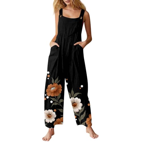 FUPODD Jumpsuit Damen Elegant Festlich Latzhose Träger Bodysuit Women Romper Damen-Overalls Mit Tasche Playsuit Jumpsuits Bedruckt Latzhose Ohne Ärmel Overall Strand Latzhosen Einteiler Hosenanzug von FUPODD