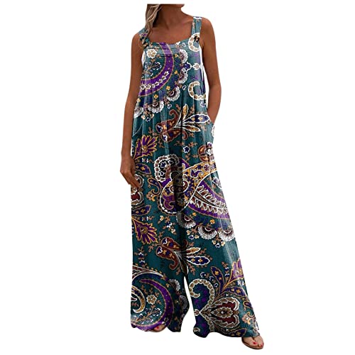 FUPODD Jumpsuit Damen Sommer Elegant Jumpsuits Für Damen Overall Sommer Latzhosen Leinen Onesie Eleganter Einteiler Musselin Romper Sport Playsuit Arbeitsoverall Große Größen Arbeitsoveralls Luftig von FUPODD