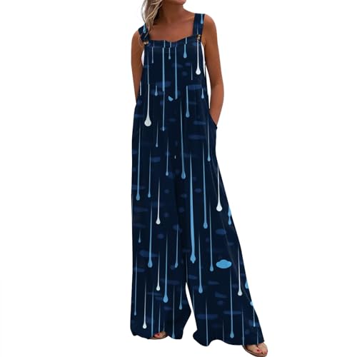FUPODD Jumpsuit Damen Sommer Lang Camisole Overall Damen Sommer Boho Elegant Latzhose Oversize Playsuit Mit Trägern Locker Eleganter Onesie Schick Buckle Einteiler Farbverlauf Casual Mit Schnallen von FUPODD