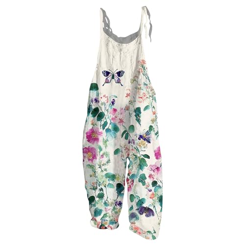 FUPODD Jumpsuits Für Damen Loose Fit Jumpsuit Weites Bein Overall Rückenfrei Overalls Umstandsmode Playsuit Mit Tasche Latzhose Maternity Playsuit Zum Binden Romper Mit Träger Onesie Weit Einteiler von FUPODD