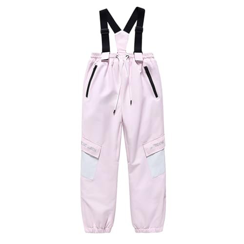 FUPODD Kinder Skihose Unisex Softshellhose Wasserdicht Schneehose Windproof Latzhose Outdoor Winter Warm Gefüttert Skibekleidung Thermohose Jungen Mädchen Snowboardhose Fleecefutter Hosen von FUPODD