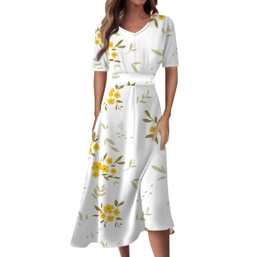 FUPODD Kleid Damen Sommer Dünne Alltags Schick Sommerkleider Dünner Stoff Dünnes Schöne Musselin Kleid Damen Schönes Wunderschöne Strandkleider Flatterndem Verspielte Sommerkleid Verspieltes Outdoor von FUPODD