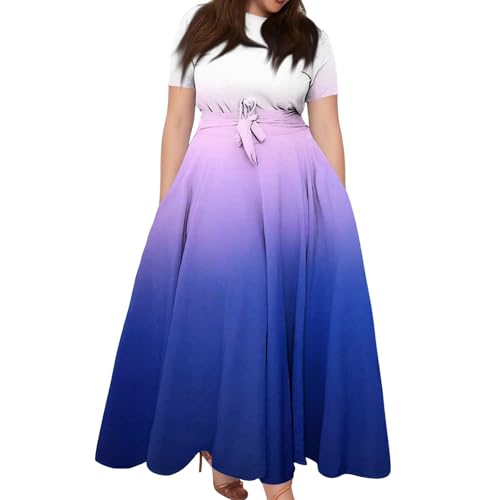 FUPODD Kleid Damen Sommer Elegant Sommerkleid Leicht Sommerkleider Musselin Strandkleider Sommer Langes Blusenkleid Elegante Boho Maxikleid Festliche Kleider Für Damen Lang Festlich Kleidung von FUPODD