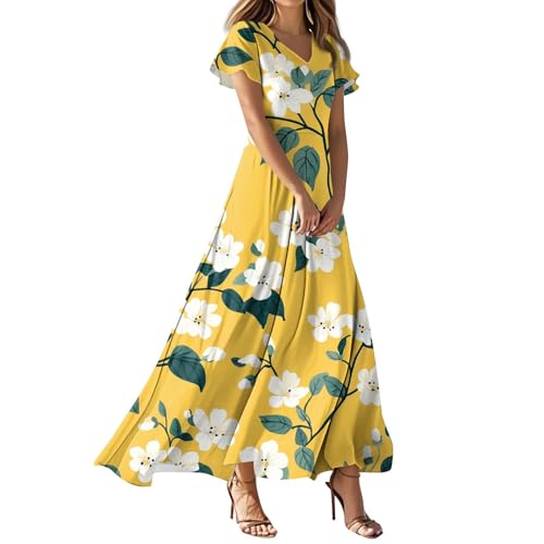 FUPODD Kleid Damen Sommer Outdoor Alltags Schick Dünne Sommerkleider Dünner Stoff Dünnes Schöne Musselin Kleid Damen Schönes Wunderschöne Strandkleider Flatterndem Verspielte Sommerkleid Verspieltes von FUPODD