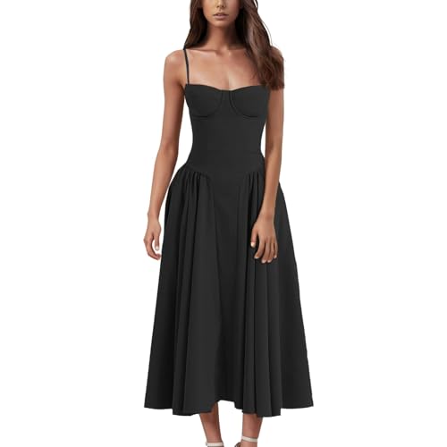 FUPODD Kleider Damen Sommer Cocktailkleid Ballkleid Sommerkleider Ballkleider Lang Sommerkleid Damen Leicht Brautjungfernkleider Abendkleid Hochzeitsgast Mittelalter Kleid Rockabilly Strandkleider von FUPODD