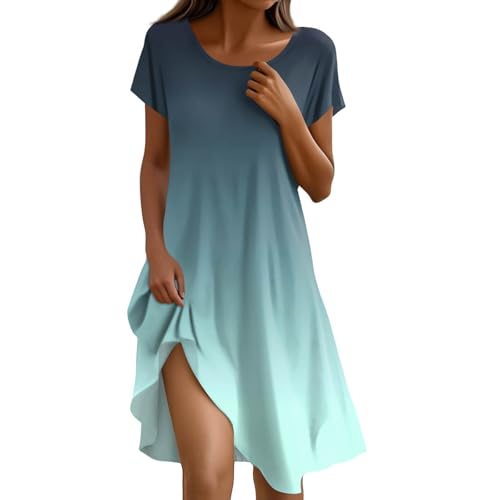 FUPODD Kleider Damen Sommer Elegante Strandkleid Sommerkleid Leicht Blusenkleid Boho Musselin Kleid Sommerkleider Leicht Und Luftig Pareos & Strandkleider Für Damen Sommer Leinenkleid Elegant von FUPODD