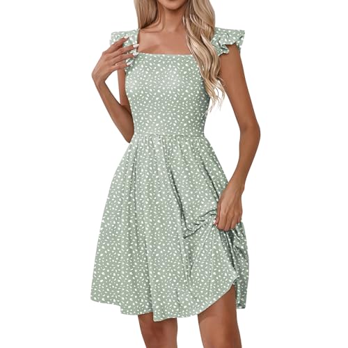FUPODD Kleider Damen Sommer Sommerkleid Damen Leicht Sommerkleid Damen Elegant Bohemian Kleid Trägerkleid Hawaii Kleid Musselin Kleid Damen Italienische Kleider Damen Blumenkleid Abendkleid Damen von FUPODD