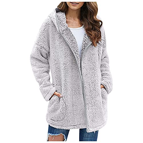 FUPODD Kuscheljacke Damen Flauschig Locker Winterparka Damen Fleecejacke Damen Trenchcoat Damen Kurzmantel Wolle Damen Teddy Mantel Damen Strickfleecejacke Damen Winterjacke Schwangerschaft von FUPODD