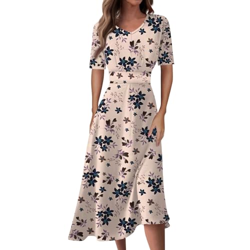 FUPODD Langes Sommerkleid Damen Cocktailkleid Strandkleid Luftig Festliche Kleider Musselin Umstandskleid Lange Abendkleider Weißes Kleid Etuikleid Elegant Tshirt Kleid Damen Schwarzes Shirtkleid von FUPODD