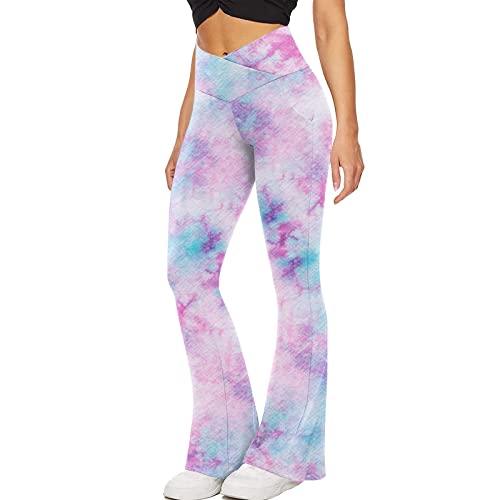 FUPODD Leggings Damen,Sport Leggings Damen Booty Scrunch Yogahose Weites Bein Po Push-Up Hose Sporthose Lang Damen Ausgestelltes Bein Jogginghose Hohe Taille Farbverlauf Fitnesshose Mit Schlag von FUPODD