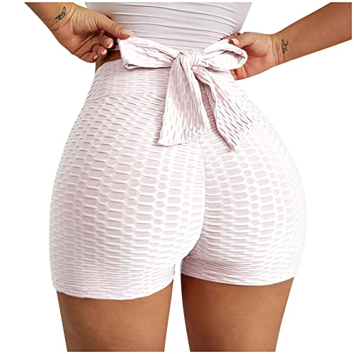 FUPODD Leggings Damen High Waist Blickdicht Sport Leggings Damen Booty Scrunch Po Push-Up Hose Kurz Leggings Mit Mesh Einsatz Damen Mit Kordelzug Shorts Jogginghose Fitness Hosen Yoga Gym Shorts von FUPODD