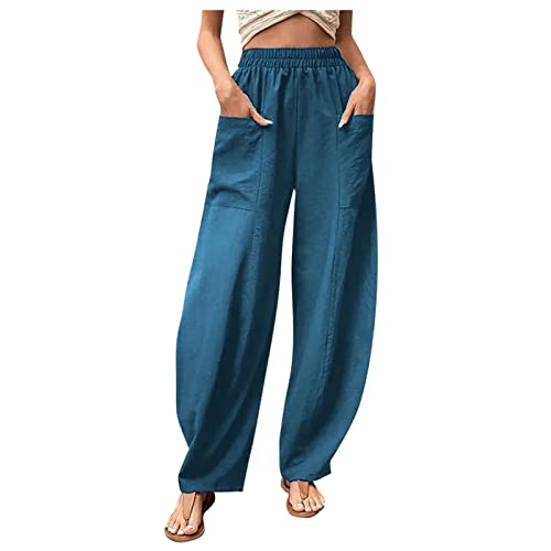 FUPODD Leichte Sommerhose, Jogginghose Damen Weites Bein Thai Freizeithose Sporthose Sommer Strandhose Leicht Palazzo Hose Elegant Marlenehose Haremshose Damen Mit Taschen von FUPODD