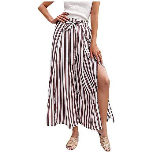 FUPODD Leichte Sommerhose,Damen Marlenehose Damen Elegant Hohe Taille Palazzo Hose Sommer Sommerhosen Leicht Und Luftig Wickelhose Thai Culottes Hosen Lang Hose Ausgefallen Hosen Ausgestelltes Bein von FUPODD