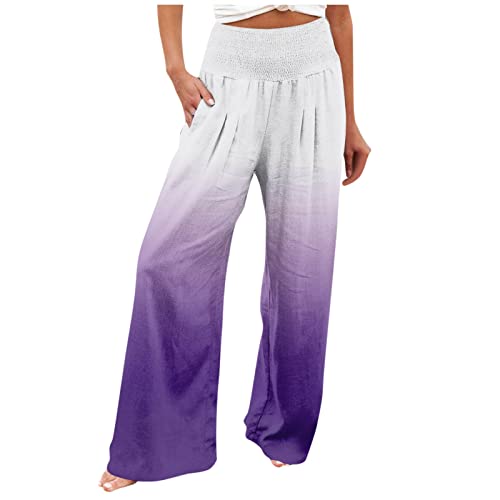 FUPODD Leichte Sommerhose Damen Lang Pumphose Damen Farbverlauf Freizeithose Damen Langgröße Sommerhosen Damen Leicht Weites Bein Freizeithose Damen Mit Taschen Chino Hose Damen Sommer von FUPODD