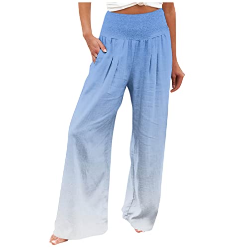 FUPODD Leichte Sommerhose Damen Lang Pumphose Damen Farbverlauf Freizeithose Damen Langgröße Sommerhosen Damen Leicht Weites Bein Freizeithose Damen Mit Taschen Chino Hose Damen Sommer von FUPODD