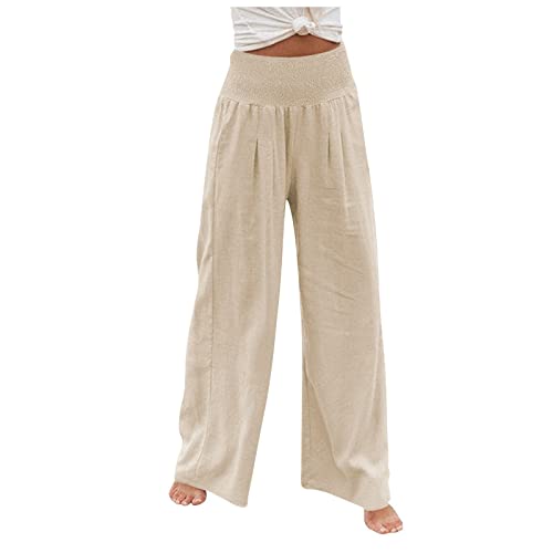 FUPODD Leinenhose Damen Sommer Lang Leichte Sommerhose, Damen 7/8 Caprihose Plissee Marlenehose Elegant Hohe Taille Palazzo Hose Schlaghose Sommerhosen Leicht Und Luftig Haremshose Weites Bein FUPODD Leinenhose Damen Sommer Lang Leichte Sommerhose, Damen 7/8 Caprihose Plissee Marlenehose Elegant Hohe Taille Palazzo Hose Schlaghose Sommerhosen Leicht Und Luftig Haremshose Weites Bein von FUPODD