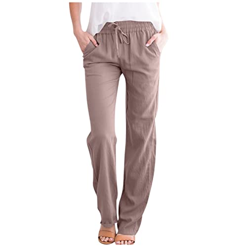 FUPODD Leinenhose Damen Sommer Leichte Sommerhose, Damen High Waist Sommerhose Lang Weites Bein Bequem Luftig Leinen Freizeithose Leicht Elegant Locker Kordelzug Stoffhose Mit Bündchen FUPODD Leinenhose Damen Sommer Leichte Sommerhose, Damen High Waist Sommerhose Lang Weites Bein Bequem Luftig Leinen Freizeithose Leicht Elegant Locker Kordelzug Stoffhose Mit Bündchen von FUPODD