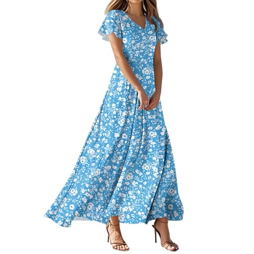 FUPODD Maxikleid Damen Elegant Korsett Kleid Strandkleid Damen Große Größen Sommerkleidung Multiway Kleid Italienische Kleider Lange Schicke Sommerkleider Shirtkleid Sommer Luftige Weisses von FUPODD