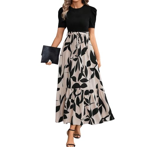 FUPODD Maxikleid Damen Sommer Elegant Sommerkleider Boho Abschlusskleid Musselin Tunika Kleid Langes Strandkleider Sommerkleid Damen Leicht Blusenkleid Elegante Kleider Festliche Für Hochzeitsgäste von FUPODD