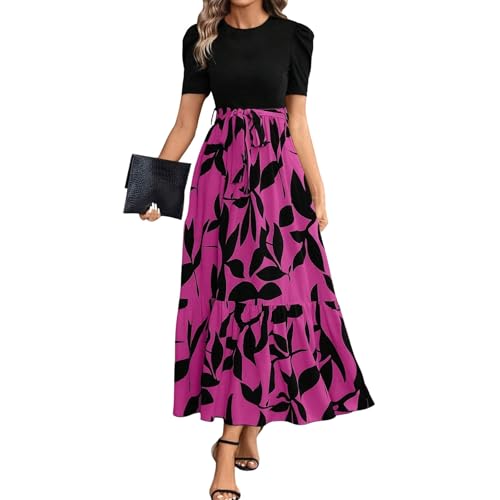 FUPODD Maxikleid Damen Sommer Elegant Sommerkleider Boho Abschlusskleid Musselin Tunika Kleid Langes Strandkleider Sommerkleid Damen Leicht Blusenkleid Elegante Kleider Festliche Für Hochzeitsgäste von FUPODD
