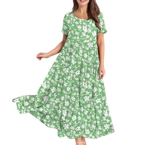 FUPODD Maxikleid Damen Sommer Festliche Kleider Boho-Kleid Luftige Sommerkleider Strickkleid Shirtkleid Strandkleid Damen Große Größen Umstandskleid Sommer Multiway Sommerkleidung Sommerkleid Lang von FUPODD