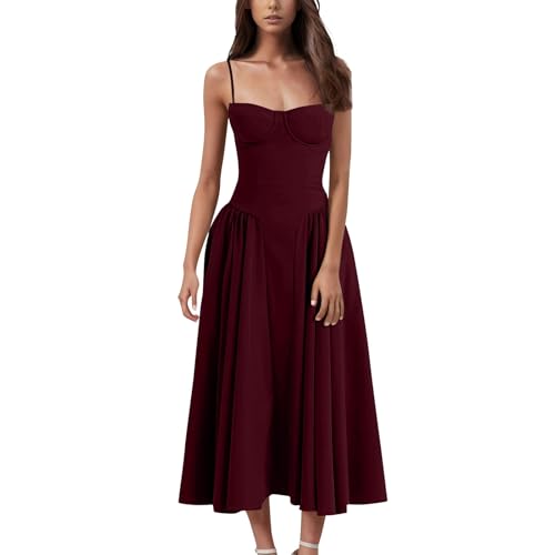 FUPODD Maxikleid Damen Sommer Kleider Hochzeitsgast Lang Sommerkleid Damen Leicht Und Luftig Midi Lange Leichte Sommerkleider Abendkleid Partykleid Strandkleider Abendkleider Elegant Festlich von FUPODD