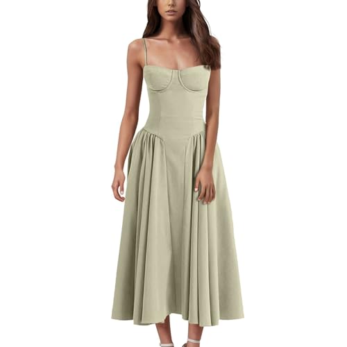 FUPODD Maxikleid Damen Sommer Kleider Hochzeitsgast Lang Sommerkleid Damen Leicht Und Luftig Midi Lange Leichte Sommerkleider Abendkleid Partykleid Strandkleider Abendkleider Elegant Festlich von FUPODD