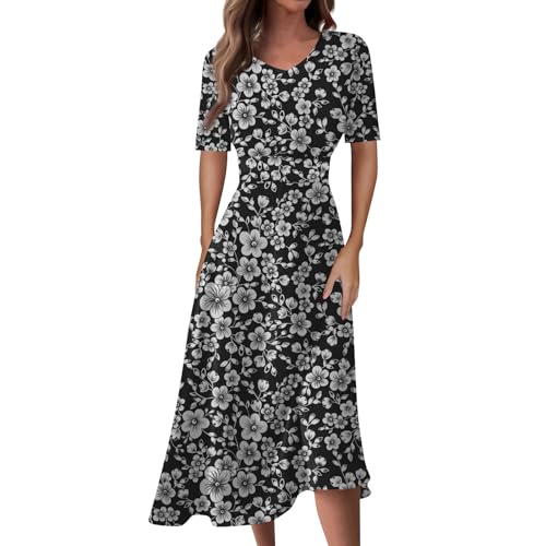 FUPODD Midikleid Damen Elegant Korsett Kleid Strandkleid Damen Große Größen Sommerkleidung Multiway Kleid Italienische Kleider Lange Schicke Sommerkleider Shirtkleid Sommer Luftige Weisses von FUPODD