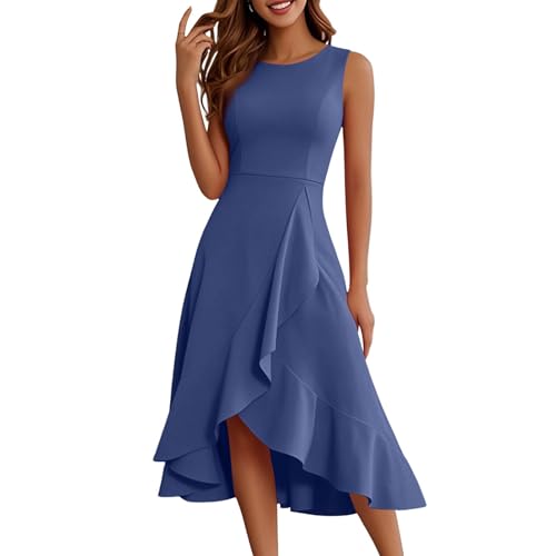 FUPODD Midikleid Damen Sommer Elegant Sommerkleider Boho Abschlusskleid Musselin Tunika Kleid Langes Strandkleider Sommerkleid Damen Leicht Blusenkleid Elegante Kleider Festliche Für Hochzeitsgäste von FUPODD