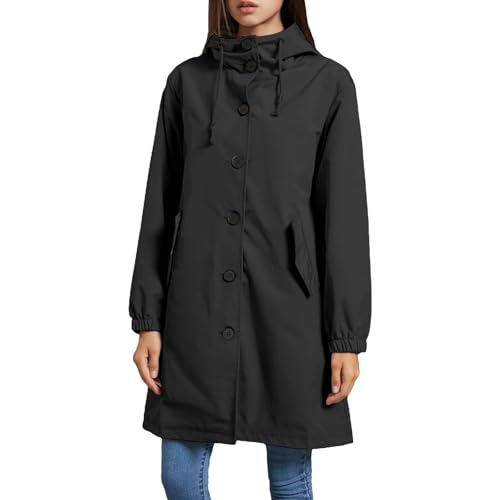 FUPODD Outdoor Jacken Für Damen Leichte Regenjacke Damenjacke Frühling Fahrrad Regenbekleidung Kurzmantel Frühjahr Sommermantel Damen-Mäntel Trenchcoat Schwarz Jacket Sommerjacken Übergangsjacke von FUPODD