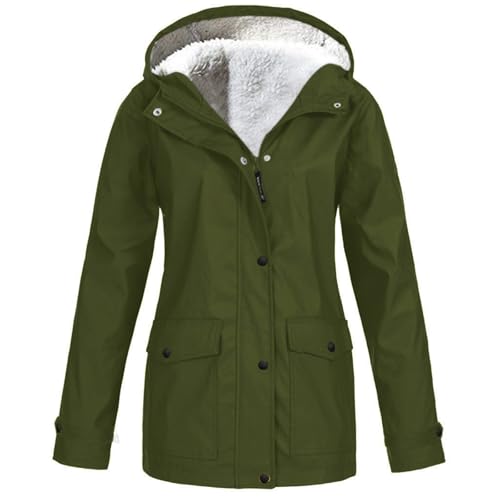 FUPODD Outdoor Jacken Für Damen Wintermantel Puffer Jacke Teddy Fleecejacke Damen Wintermantel Damen Lang Warm Gefüttert Damenmantel Winter Damen Fleecejacke Kuscheljacke Damen Jacke Damen Winter von FUPODD