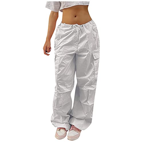 FUPODD Outdoorhose Damen Stretch Cargohose Damen High Waist Jogginghose Damen Baggy Wanderhose Damen Langgröße Sporthose Damen Lang mit Kordelzug Streetwear Weite Trainingshose von FUPODD