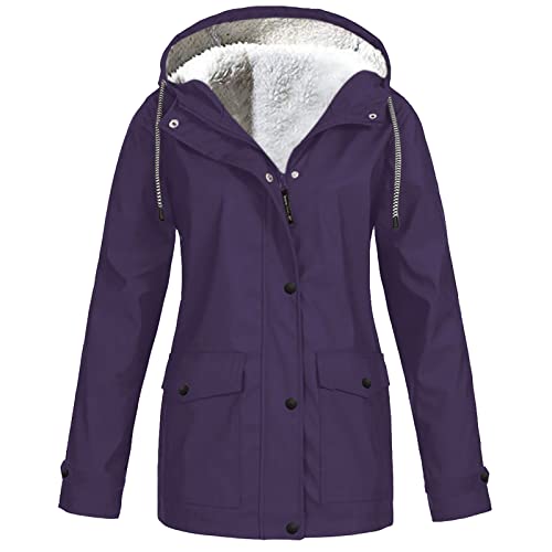 FUPODD Outdoorjacke Damen Wasserdicht Atmungsaktiv Winterparka Warme Winterjacke Damen Winterjacke Wasserdicht Damen Wasserdichte Winterjacke Damen Wintermantel Damen Warm Gefüttert Softshellmantel von FUPODD