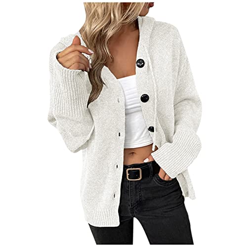 FUPODD Pullover Damen Elegant Strickjacke Damen Grobstrick Cardigan Damen Leicht Große Größen Strickpulli Oversize Strickpullover Grobmaschig Winter Winterjacke Damen Lang Warm von FUPODD