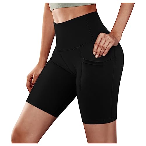 FUPODD Radlerhose Damen mit Taschen High Waist Sporthose Kurze Blickdicht Leggings Damen Push Up Sportshorts Dehnbar Hotpants Bequem für Sommer Yoga Fitness Gym Sommer Boxershorts von FUPODD