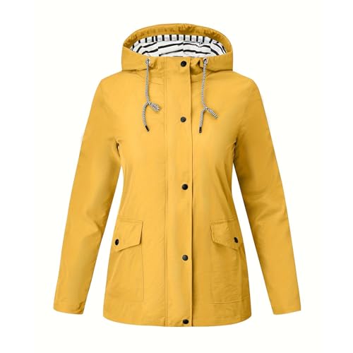 FUPODD Regenjacke Damen Multifunktionsjacke Dünn Sommer-Damen-Sonnenschutz-Kleidung Dünne Jacke Verstaubare Winterjacke Wetterfeste Gefütterte Warm Übergröße Herbstmantel Langer Wasserdichter Mantel von FUPODD